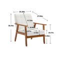 Leisure Chair With Solid Wood Armrest And Feet, Mid Century Modern Accent Chair, For Living Room Bedroom Studio Chair Beige Linen