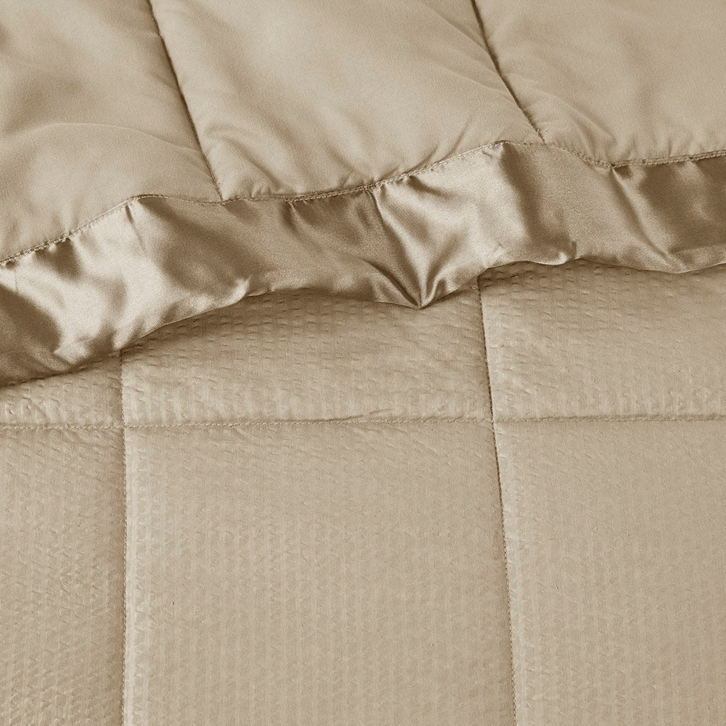 Oversized Down Alternative Blanket with Satin Trim taupe-polyester