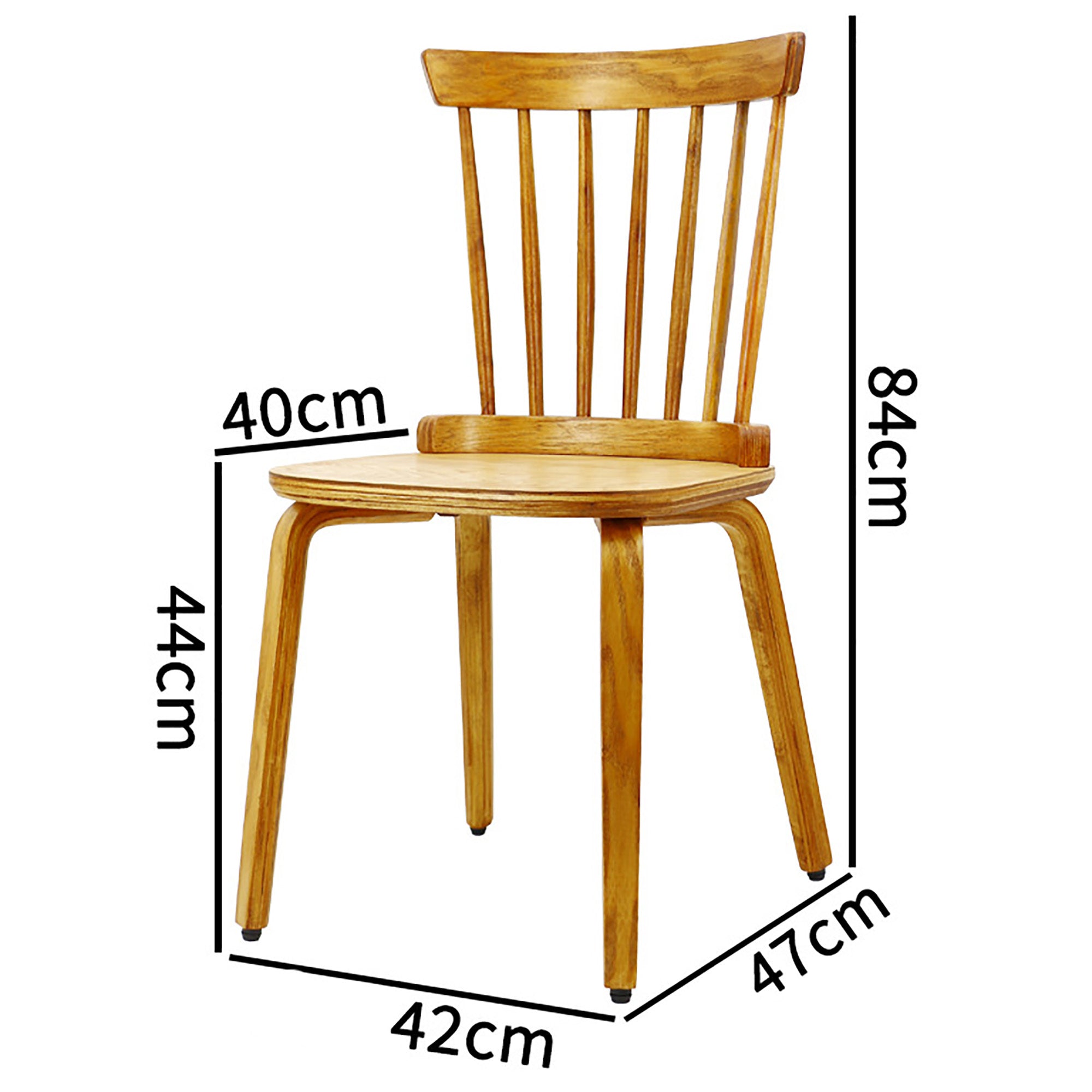 Solid Wood Slat Back Windsor Chair Set of 2 walnut-plywood