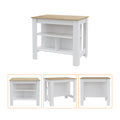 Sierra 7 Shelf 4 Door 2 Piece Kitchen Set, Upper Wall Cabinet And Kitchen Island White And Light Oak White Mdf