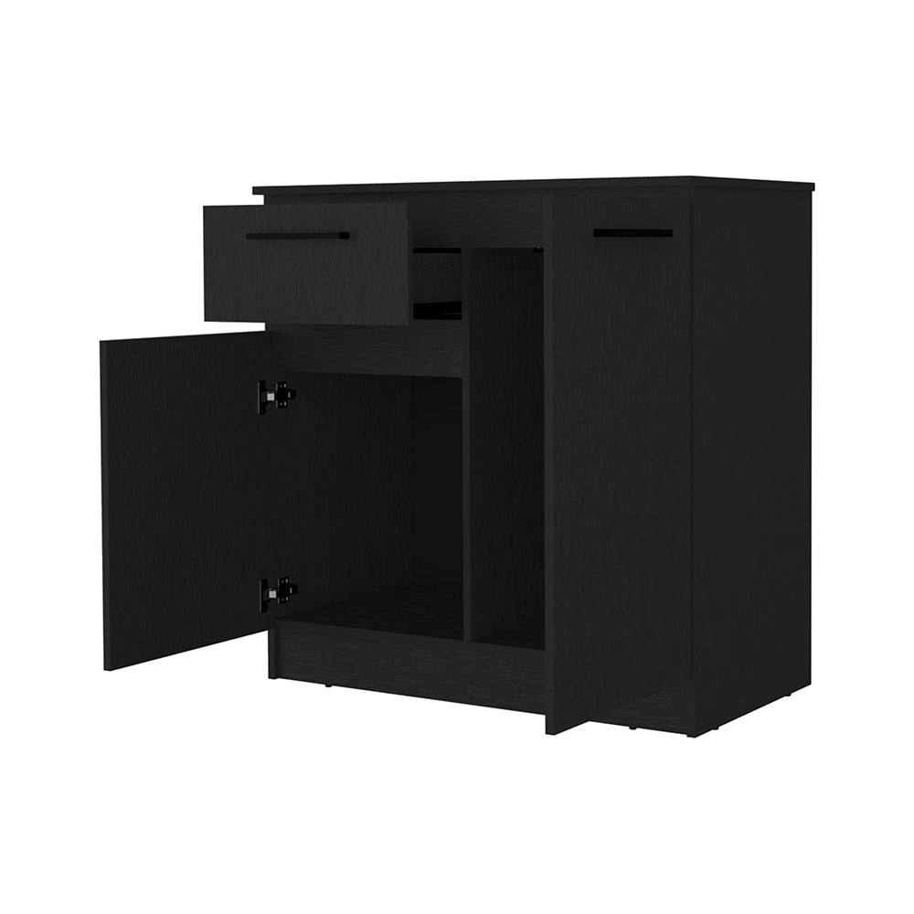 Loonam 2 Door 1 Drawer Dresser Black Black Mdf