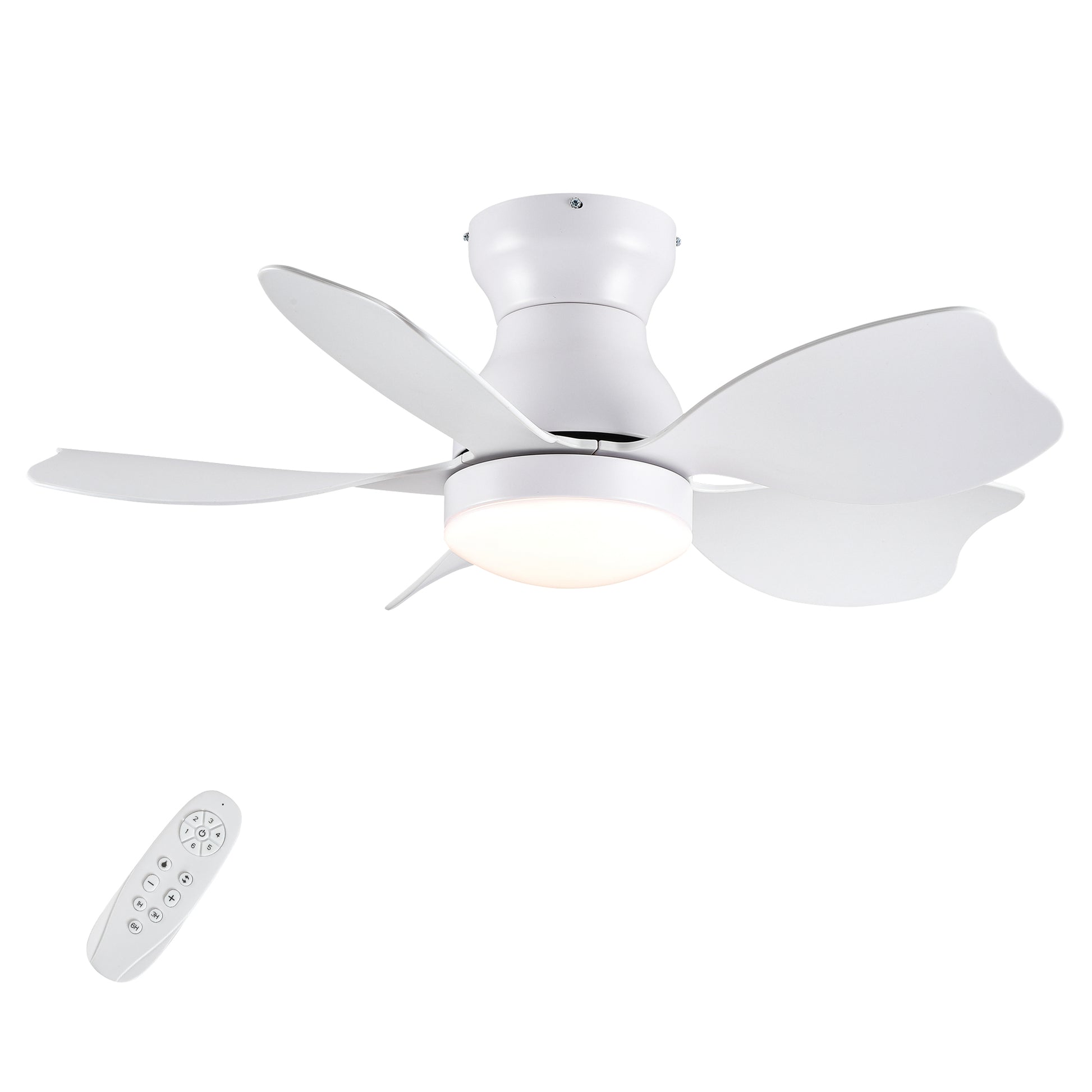 30 In Small Kid'S Ceiling Fan Lighting With Remote Control For Small Children Room White Abs