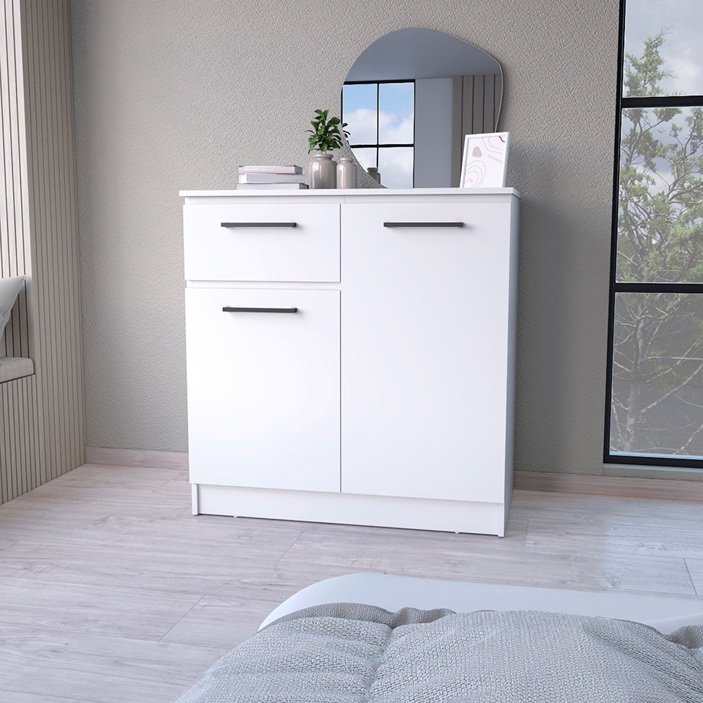 Loonam 2 Door 1 Drawer Dresser White White Mdf