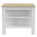 Sierra 7 Shelf 4 Door 2 Piece Kitchen Set, Upper Wall Cabinet And Kitchen Island White And Light Oak White Mdf