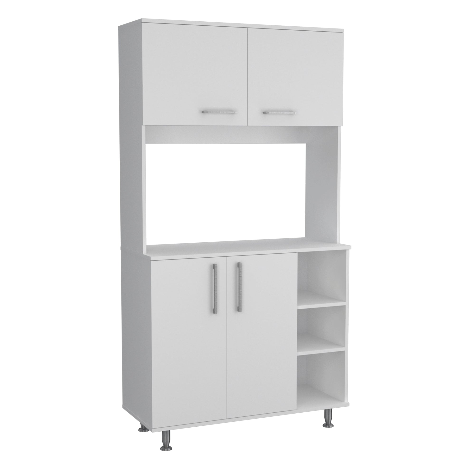 Nadina 4 Door 2 Drawer 2 Piece Kitchen Set, Kitchen Island And Kitchen Pantry White And Light Oak White Mdf