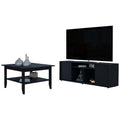 Bernal 2 Door 7 Shelf 2 Piece Living Room Set, Coffee Table And Tv Stand Black Black Mdf