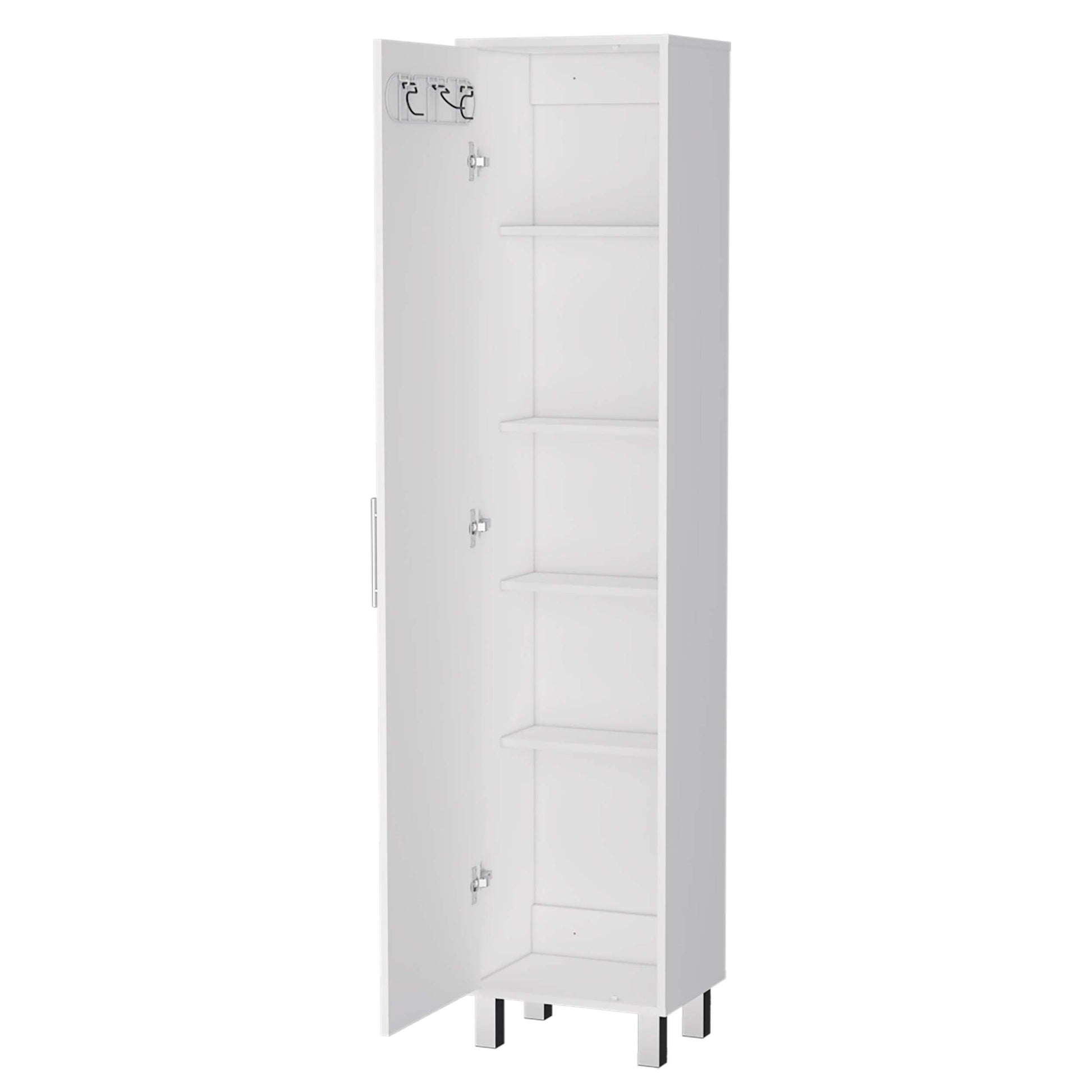 Andrews 1 Door 5 Shelf Tall Storage Cabinet White Freestanding 5 Or More Shelves White White Primary Living Space Mdf