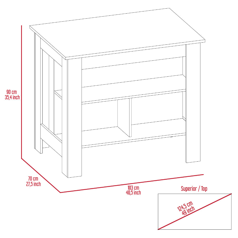 Newton 8 Shelf 1 Drawer 2 Piece Kitchen Set, Kitchen Island And Pantry Cabinet White And Light Gray White Mdf