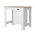 Vancouver 1 Door Kitchen Island With Open Shelf White And Macadamia White Mdf