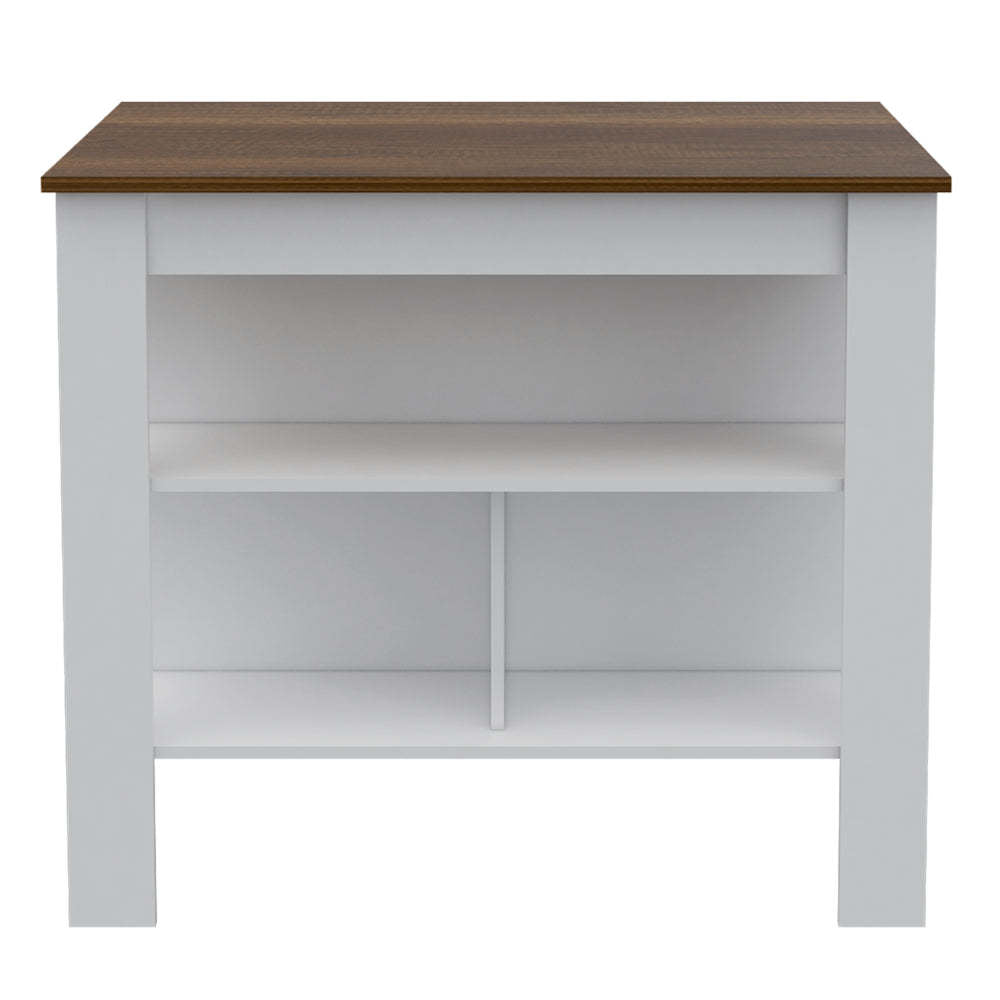 Burlingame 5 Shelf 4 Door 2 Piece Kitchen Set, Kitchen Island And Upper Wall Cabinet White And Walnut White Mdf