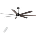 72 In Farmhouse Ceiling Fan With Plywood Blades For Dining Room Black Brown Metal & Wood