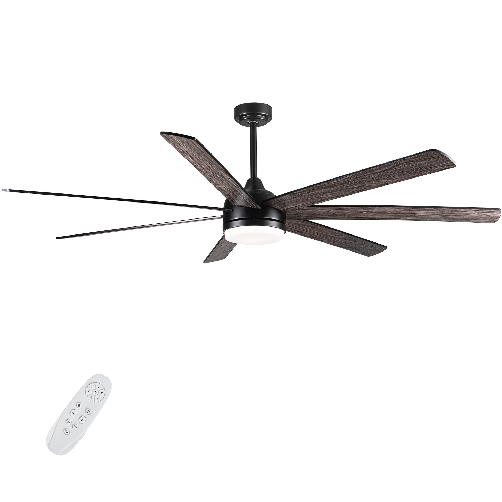 72 In Farmhouse Ceiling Fan With Plywood Blades For Dining Room Black Brown Metal & Wood