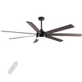 72 In Farmhouse Ceiling Fan With Plywood Blades For Dining Room Black Metal & Wood