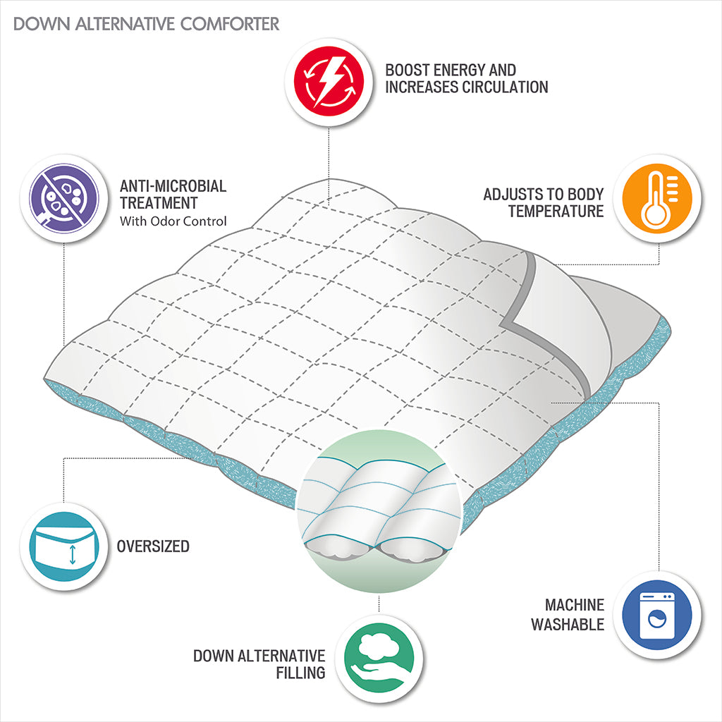 Energy Recovery Oversized Down Alternative Comforter White Polyester