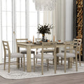 7 Piece Wooden Dining Table Set Mutifunctional Extendable Table With 12