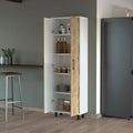 Fagan 2 Door 5 Shelf Kitchen Pantry White And Macadamia White Mdf