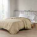 Oversized Down Alternative Blanket with Satin Trim taupe-polyester