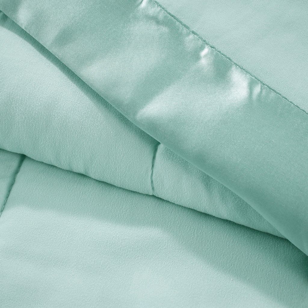 Lightweight Down Alternative Blanket with Satin Trim seafoam-polyester