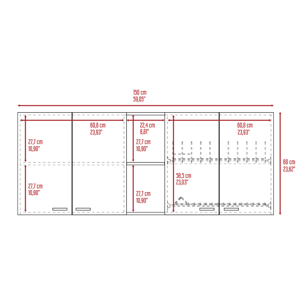 Sierra 7 Shelf 4 Door 2 Piece Kitchen Set, Upper Wall Cabinet And Kitchen Island White And Light Oak White Mdf