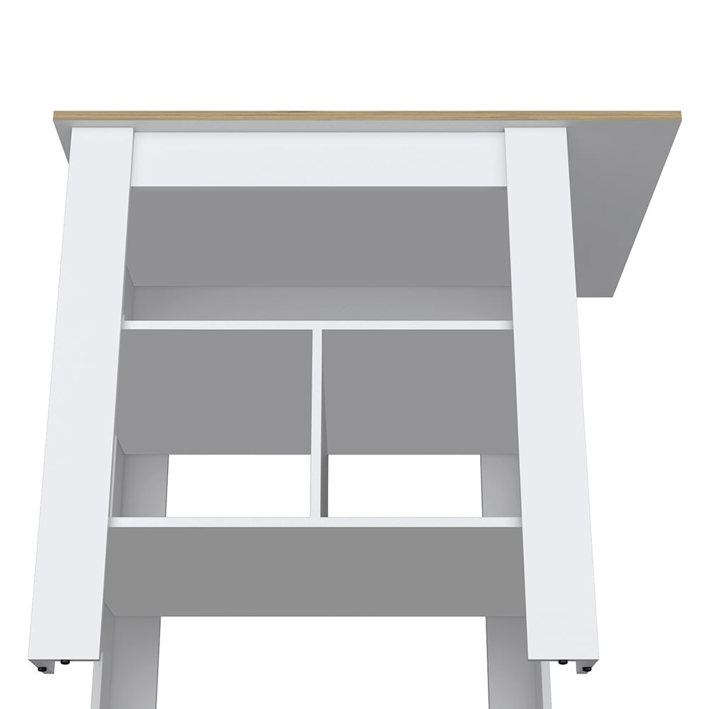 Adeline 3 Shelf Kitchen Island White And Macadamia White Mdf