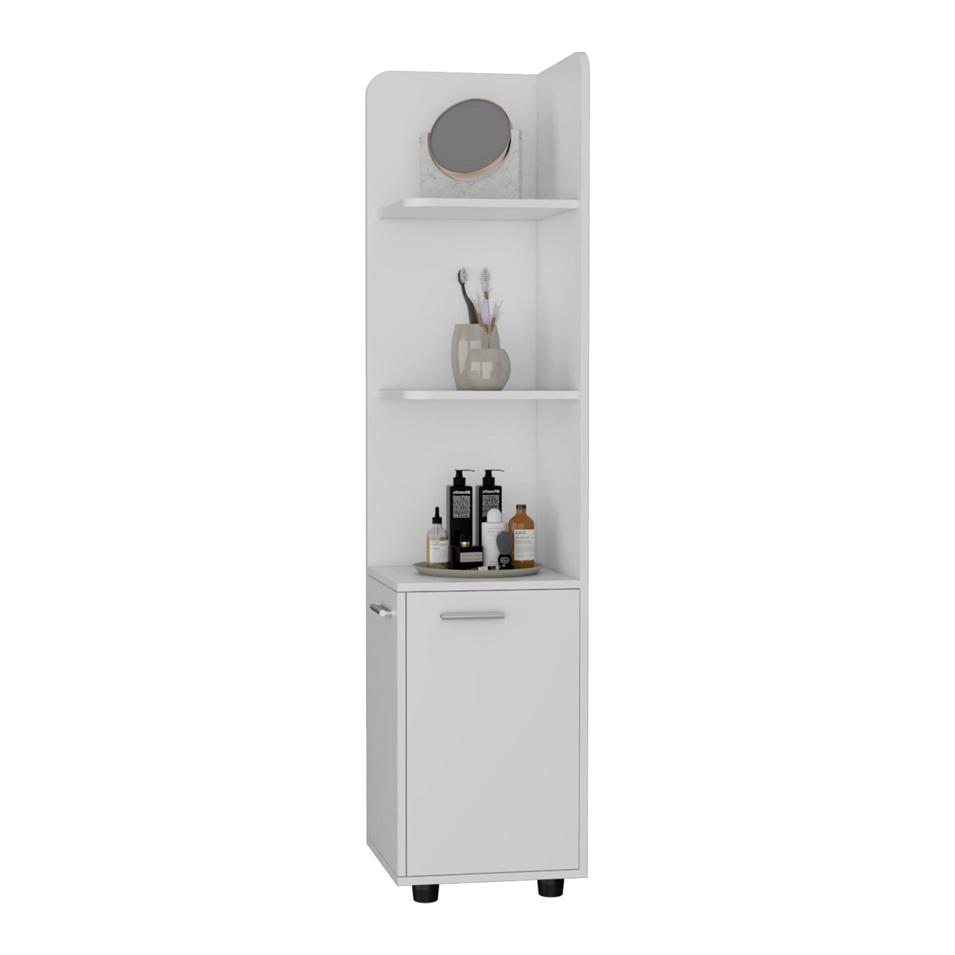 Klay 2 Door 4 Shelf Tall Storage Cabinet White White Mdf