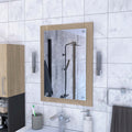 Devoux Rectangle Bathroom Mirror Light Pine Brown Glass