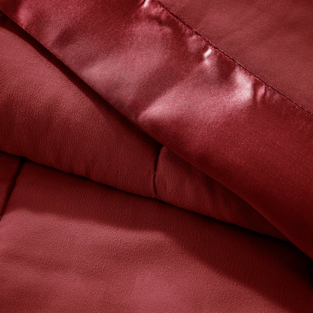 Lightweight Down Alternative Blanket with Satin Trim burgundy-polyester