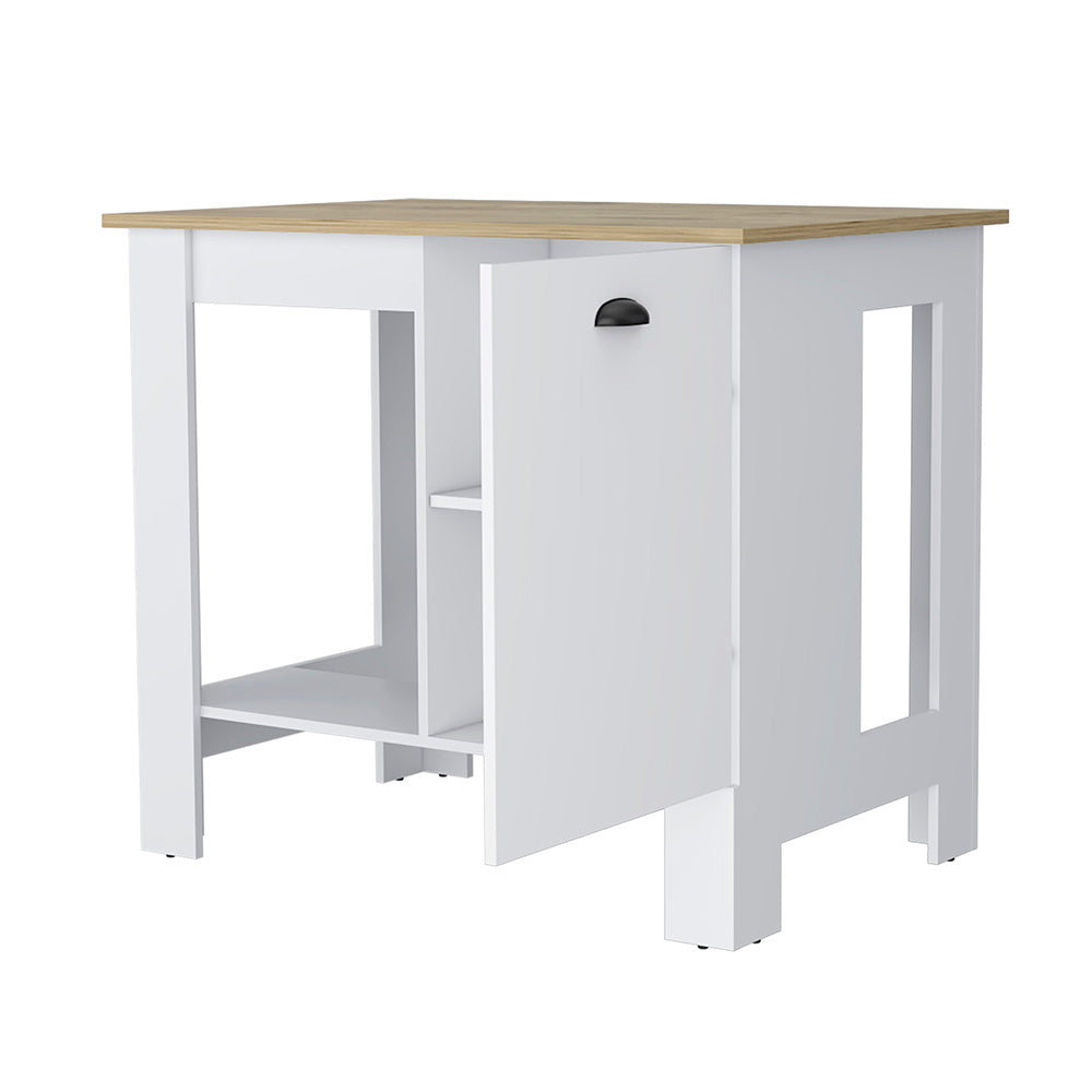 Vancouver 1 Door Kitchen Island With Open Shelf White And Macadamia White Mdf