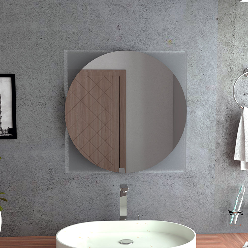 Merrimac Square Bathroom Mirror with Sandblasting