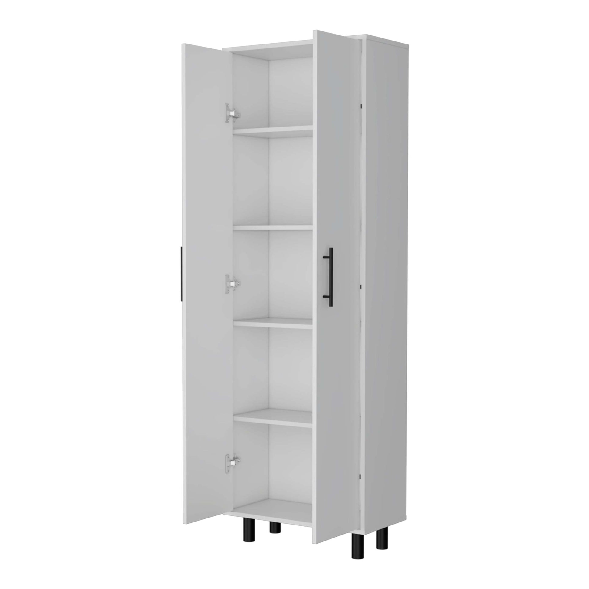 Fagan 2 Door 5 Shelf Kitchen Pantry White White Mdf