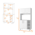 Ralston 7 Shelf 4 Door 2 Piece Kitchen Set, Kitchen Island And Pantry Cabinet White And Walnut White Mdf