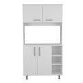 Nadina 4 Door 2 Drawer 2 Piece Kitchen Set, Kitchen Island And Kitchen Pantry White And Light Oak White Mdf