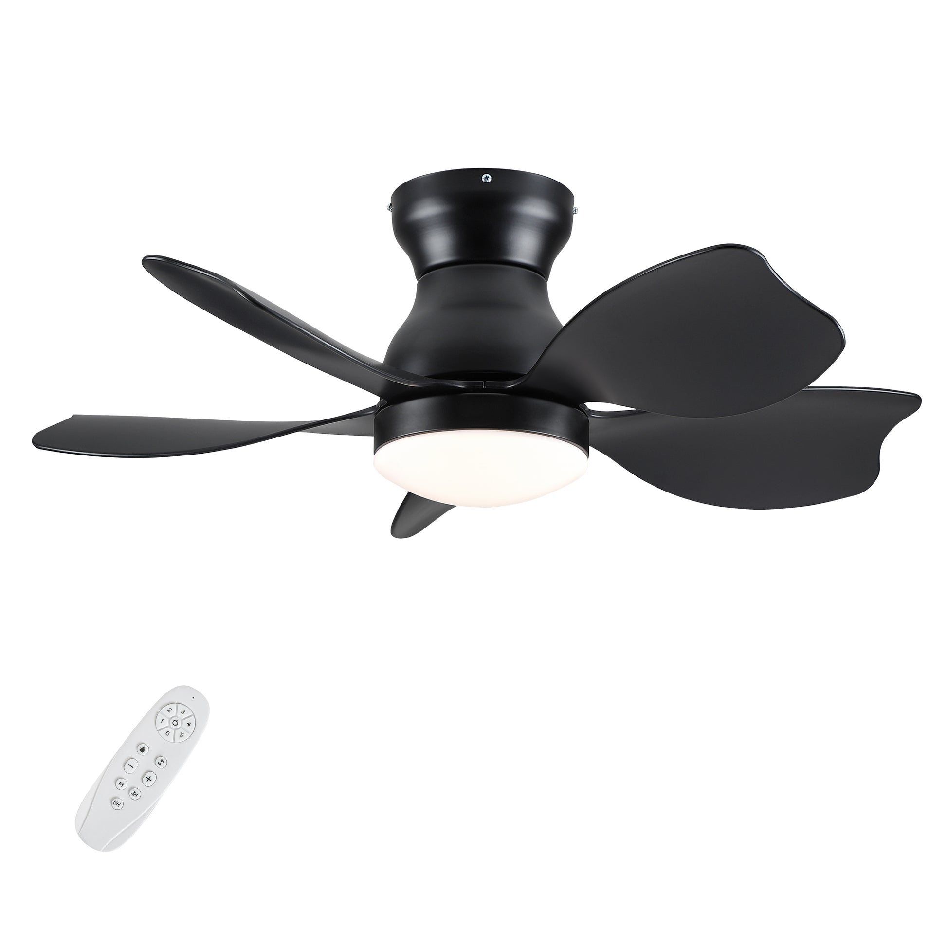 30 In Small Kid'S Ceiling Fan Lighting With Remote Control For Small Children Room Black Abs