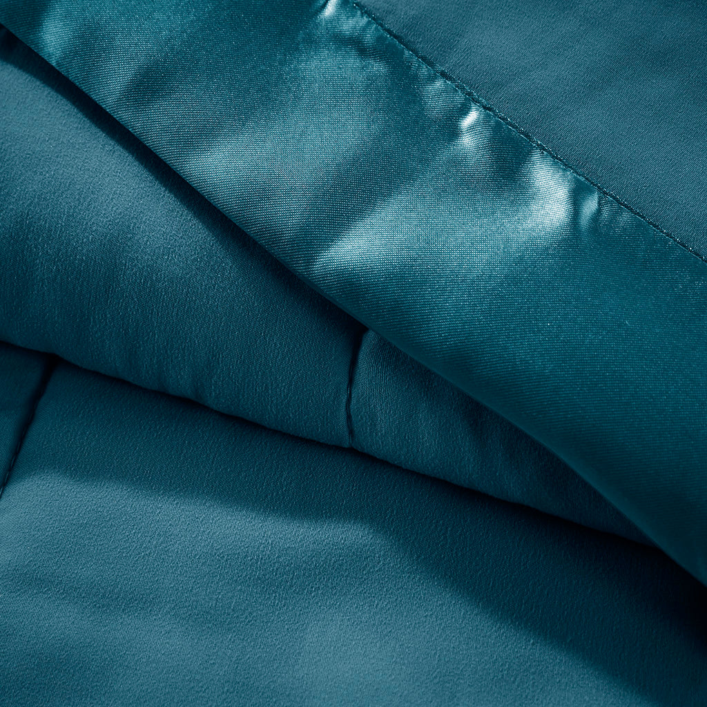 Lightweight Down Alternative Blanket with Satin Trim teal-polyester
