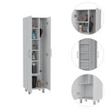 Hayne 9 Shelf 2 Door 2 Piece Kitchen Set, Kitchen Island And Pantry White And Walnut White Mdf