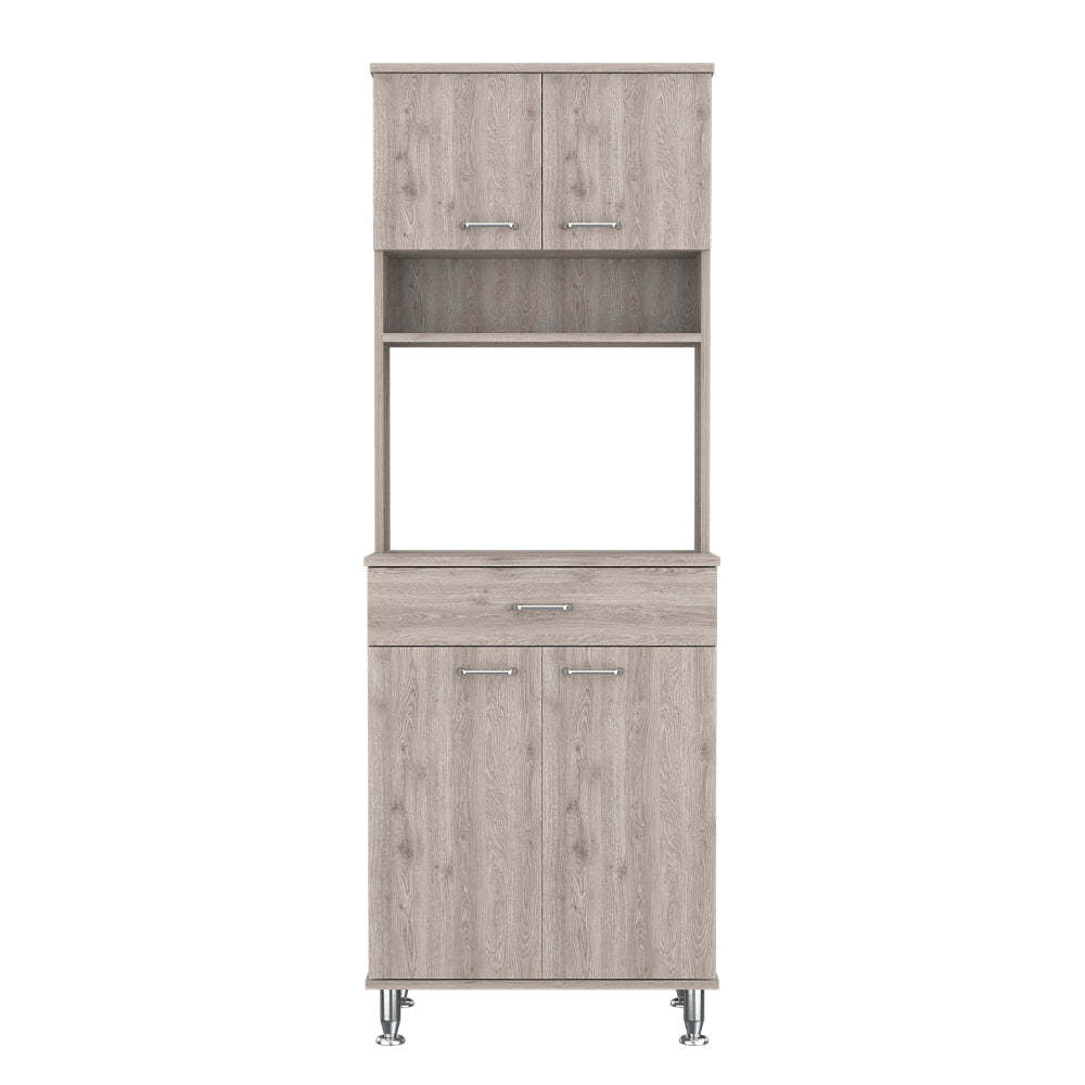 Canyon 4 Door 1 Drawer 2 Piece Kitchen Set, Pantry And Functional Table Light Gray Gray Mdf