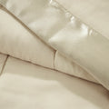 Lightweight Down Alternative Blanket With Satin Trim Cream Polyester