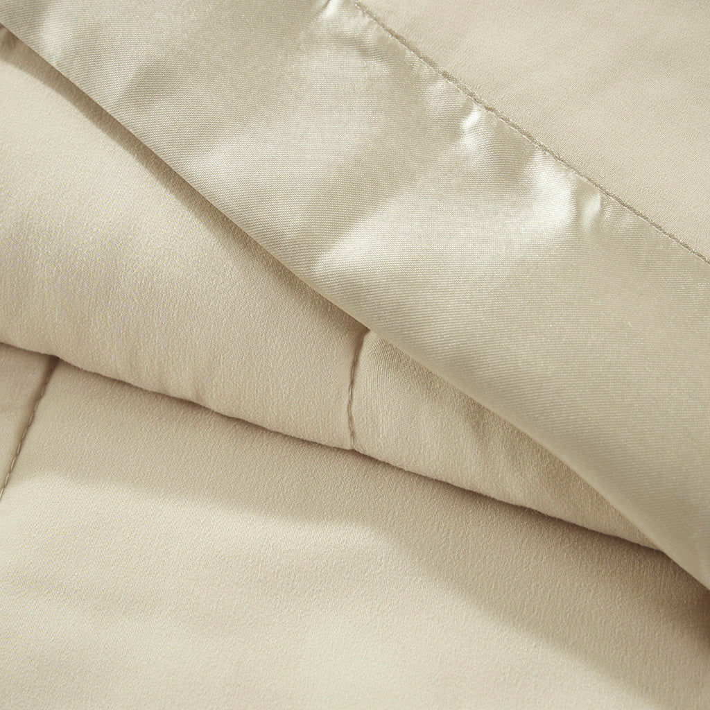 Lightweight Down Alternative Blanket with Satin Trim cream-polyester