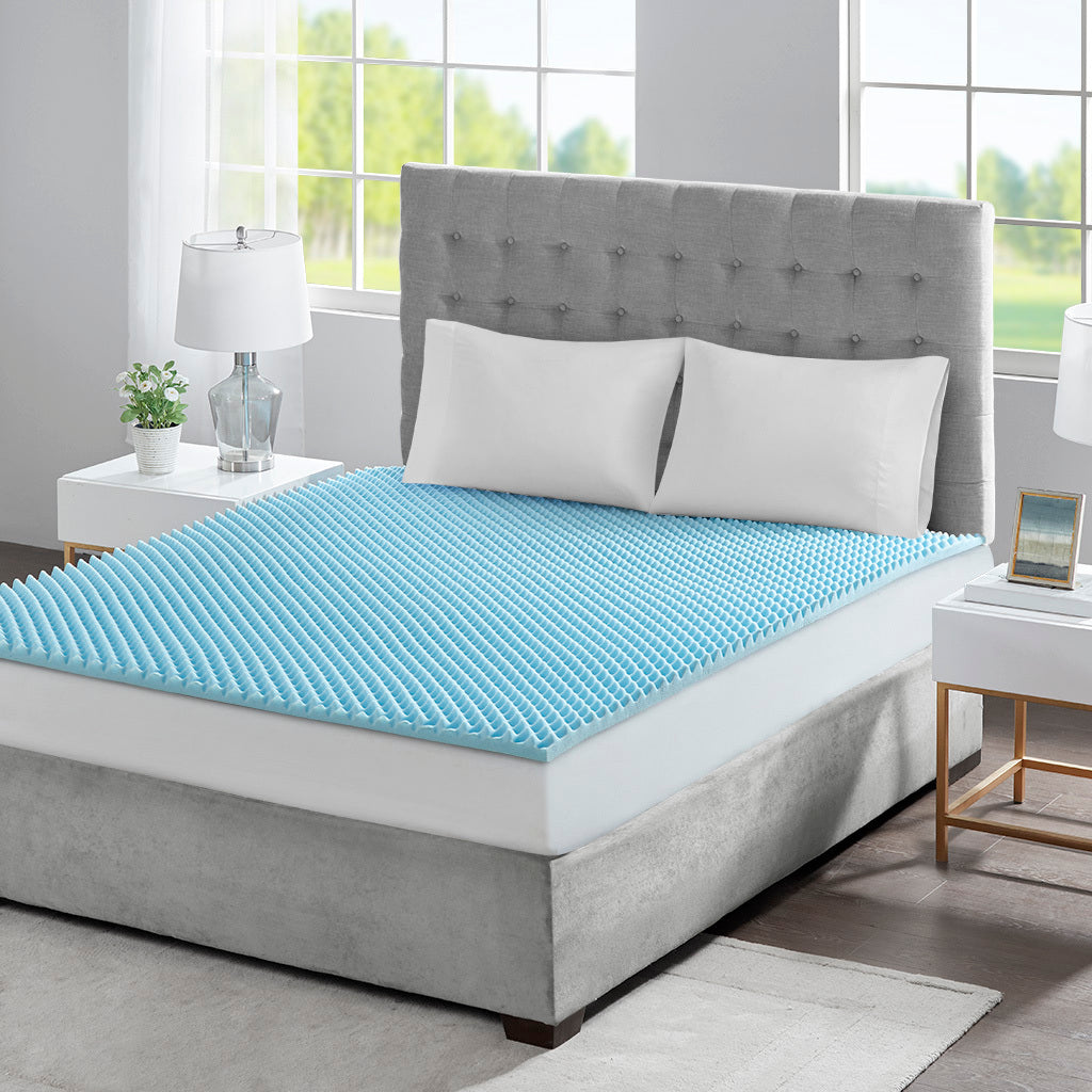 All Season Reversible Hypoallergenic 1.5" Cooling Mattress Topper Blue Foam Twin