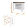 Ralston 7 Shelf 4 Door 2 Piece Kitchen Set, Kitchen Island And Pantry Cabinet White And Walnut White Mdf