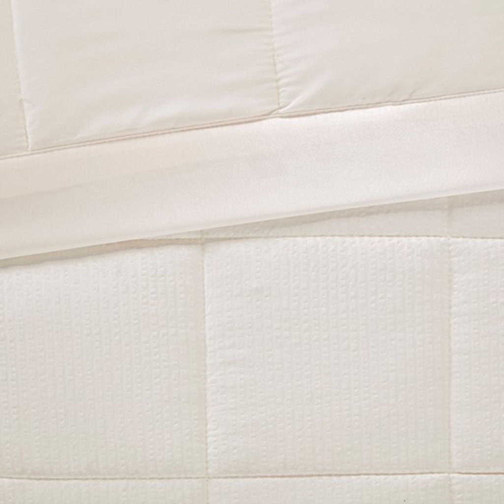 Oversized Down Alternative Blanket with Satin Trim ivory-polyester