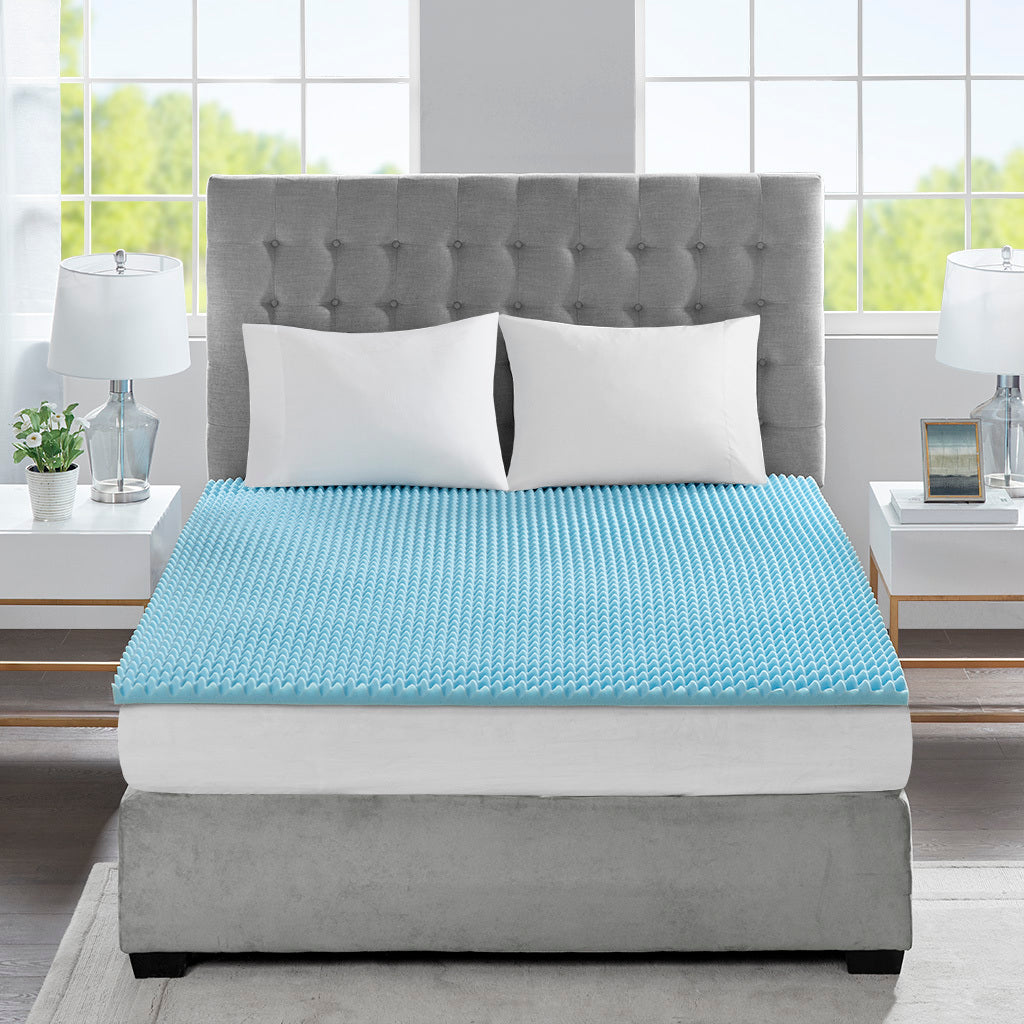 All Season Reversible Hypoallergenic 1.5" Cooling Mattress Topper Blue Foam Twin