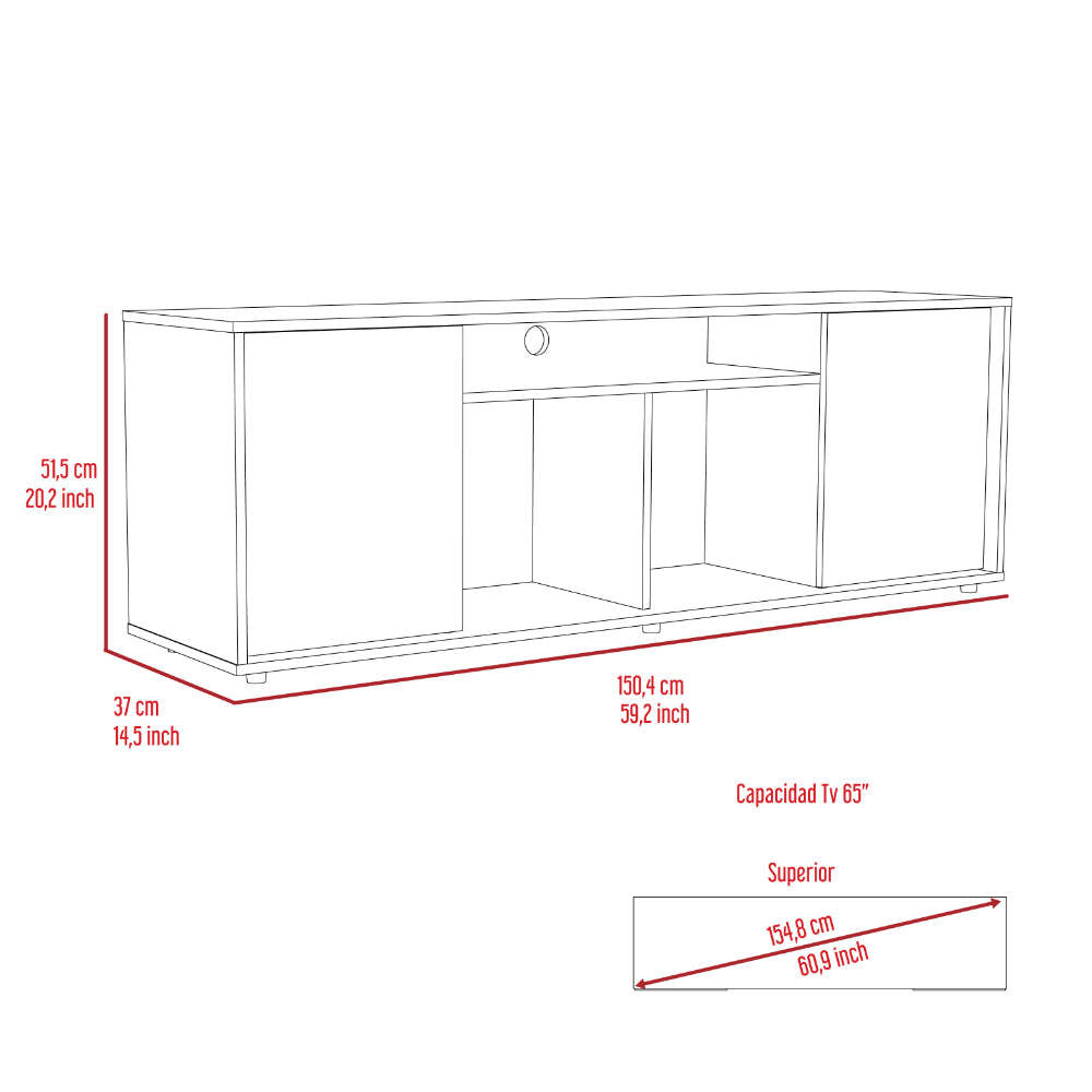 Bernal 2 Door 7 Shelf 2 Piece Living Room Set, Coffee Table And Tv Stand Black Black Mdf