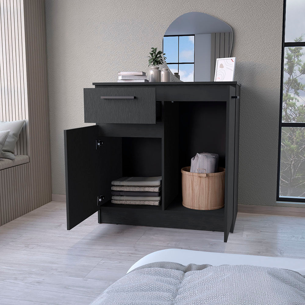 Loonam 2 Door 1 Drawer Dresser Black Black Mdf