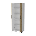 Fagan 2 Door 5 Shelf Kitchen Pantry White And Macadamia White Mdf