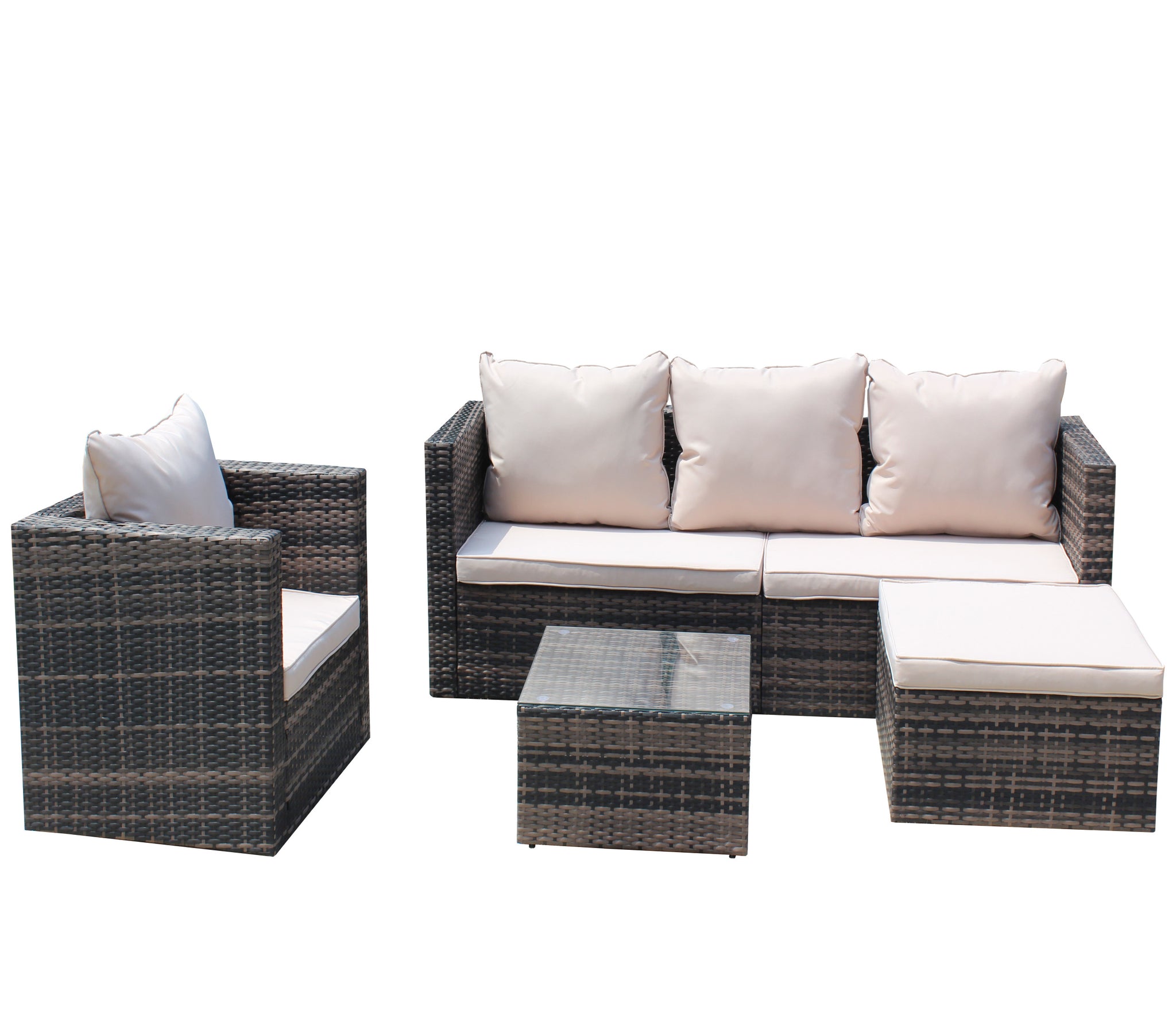 Rattan Patio Furniture Set Wicker Sofa Cushioned