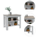 Roblar 8 Shelf 2 Door 2 Piece Kitchen Set, Kitchen Island And Pantry Cabinet White And Light Gray White Mdf