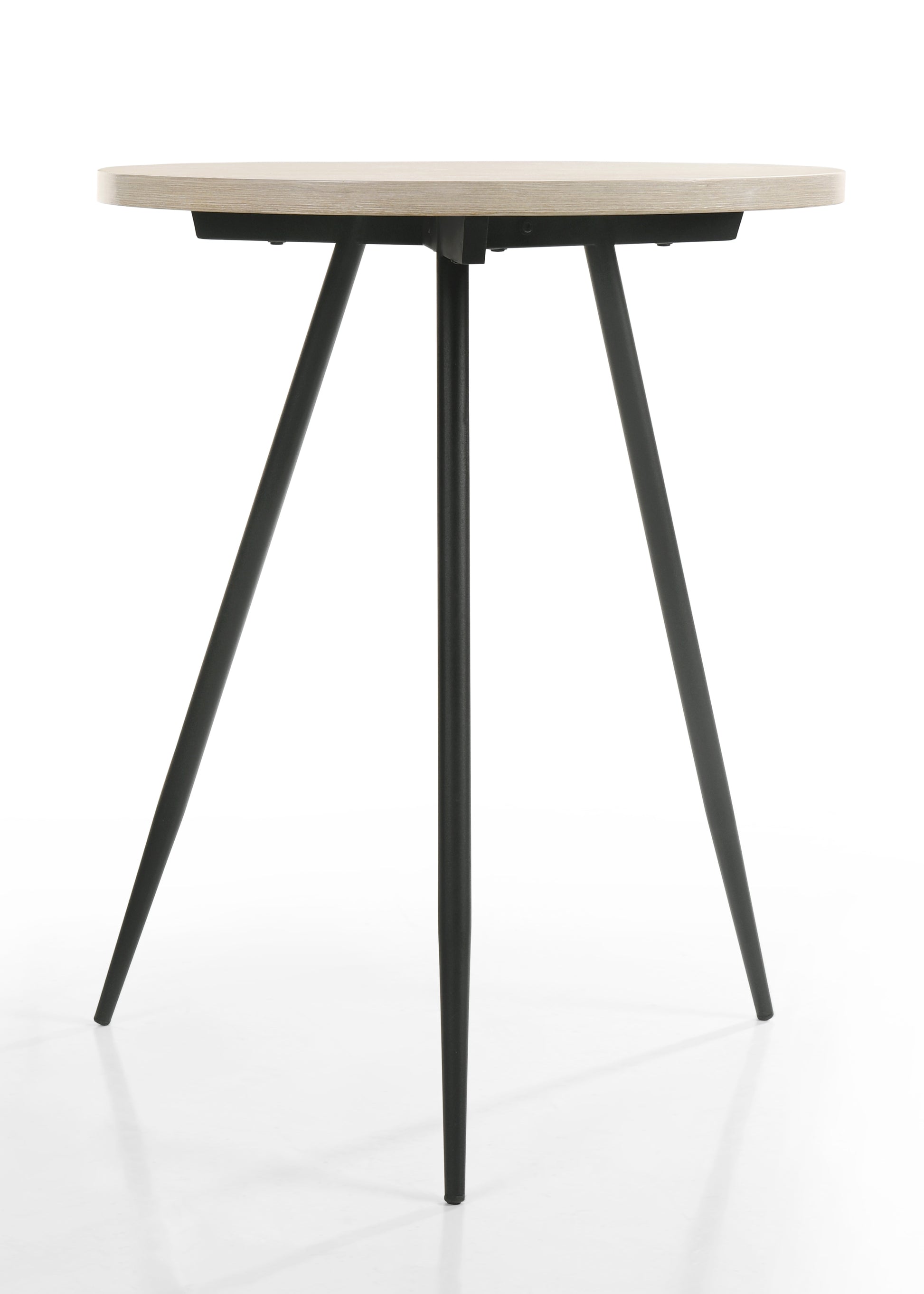 Neroli Oak White 24" Contemporary Round Side Table With Black Metal Base Light Oak Mdf Steel