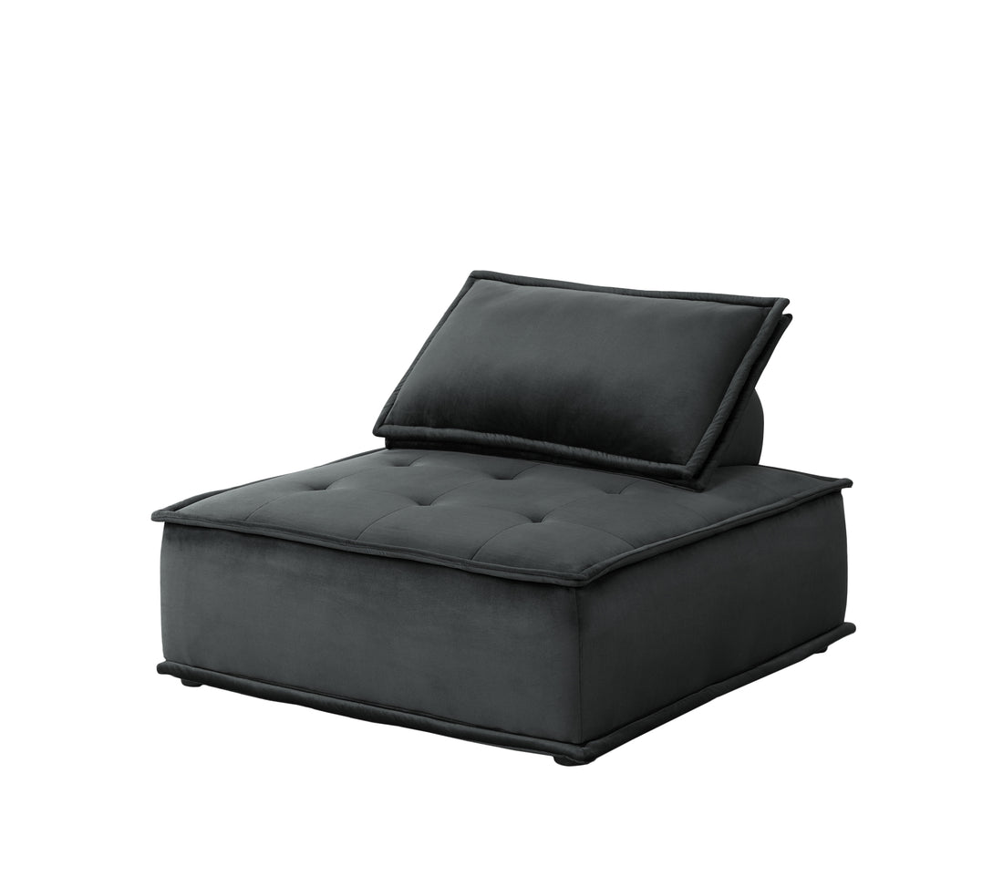 Anna 40" Black Velvet Armless Lounge Chair Black Velvet