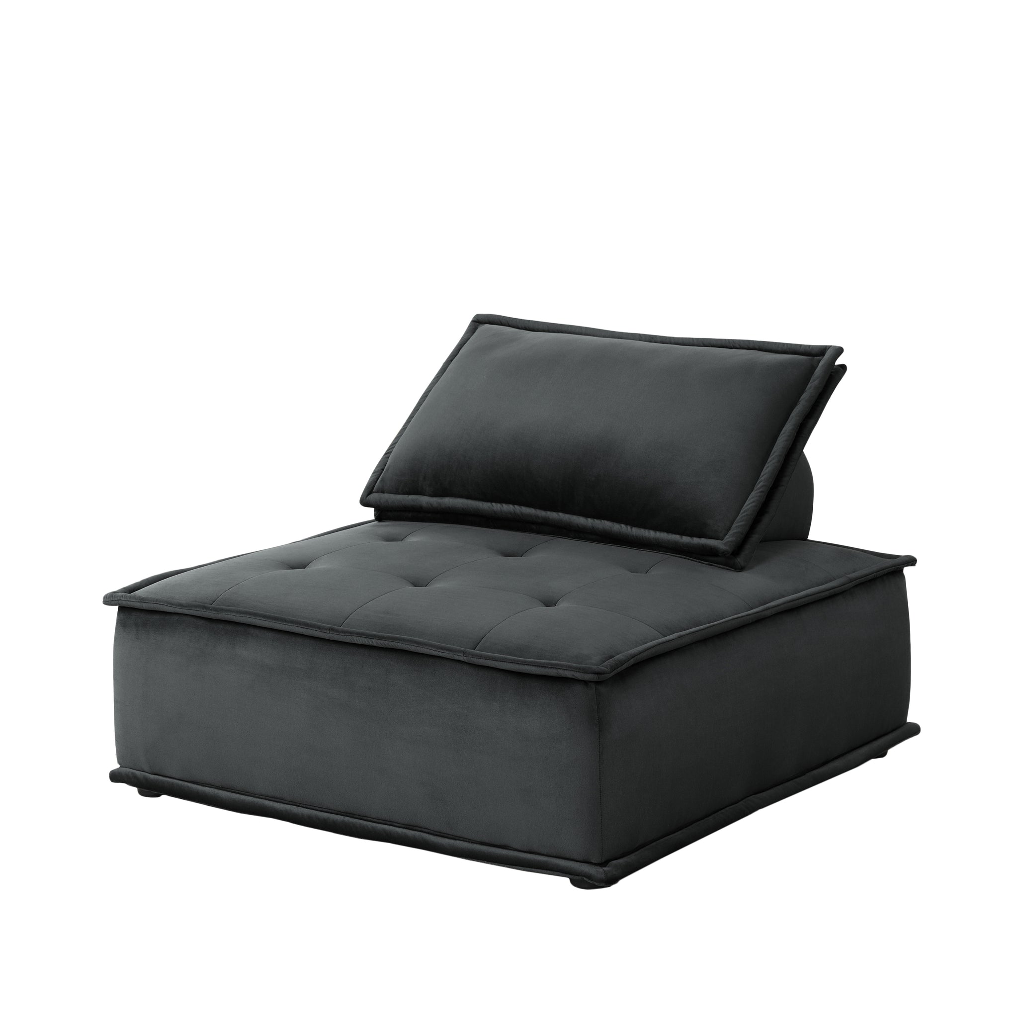 Anna 160" Black Velvet 5 Pc Sectional Sofa Ottoman Black Velvet